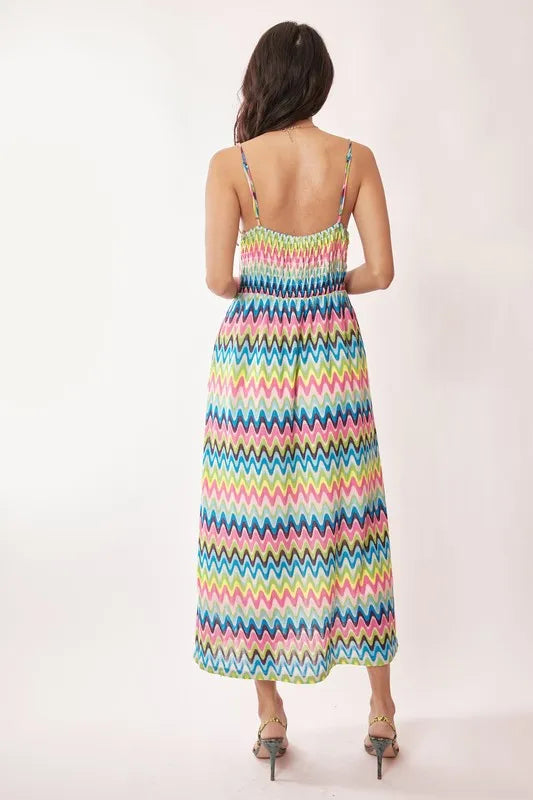 Davi & Dani Multi Color Crochet Lace Midi Dress.