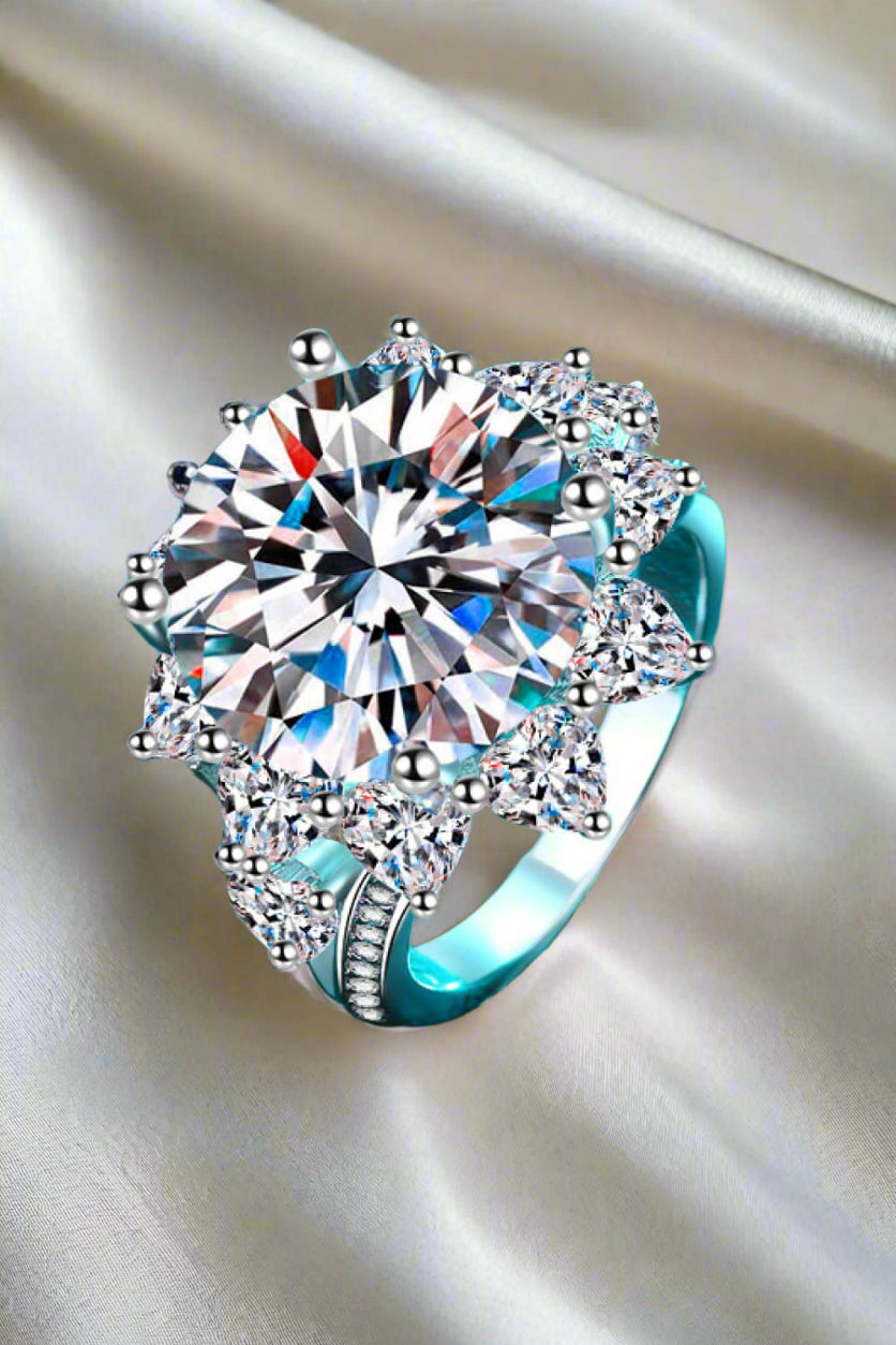 10 Carat Moissanite Flower-Shaped Ring