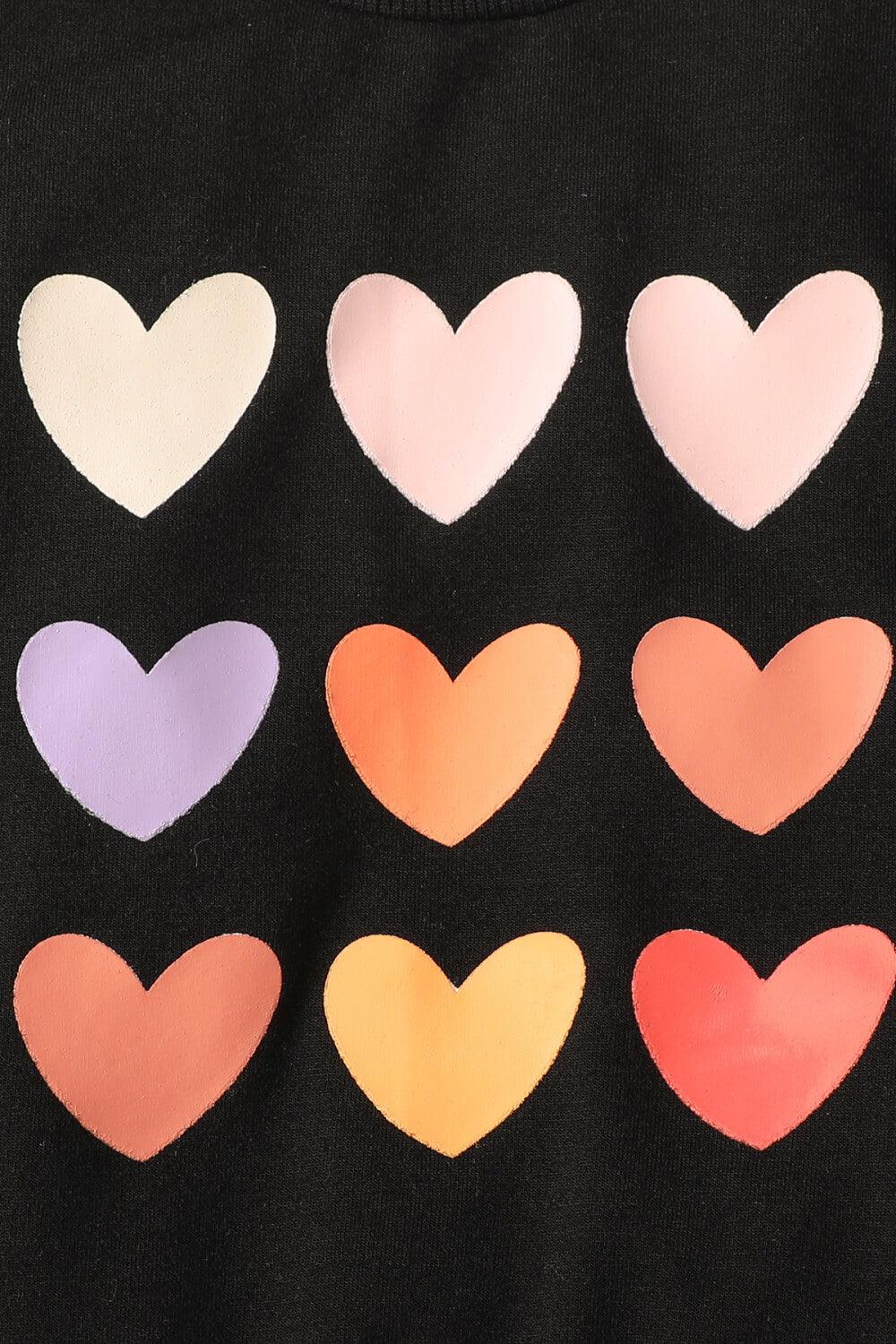 Kids Heart Graphic Sweatshirt and Joggers Set - PRAYANS