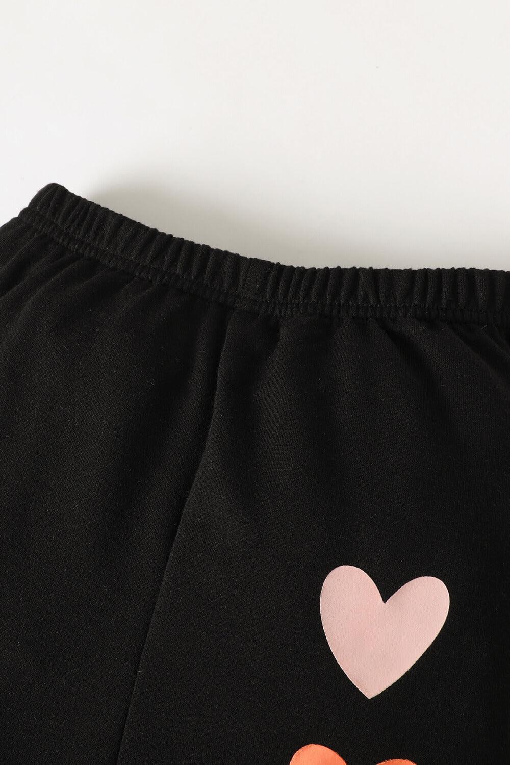 Kids Heart Graphic Sweatshirt and Joggers Set - PRAYANS