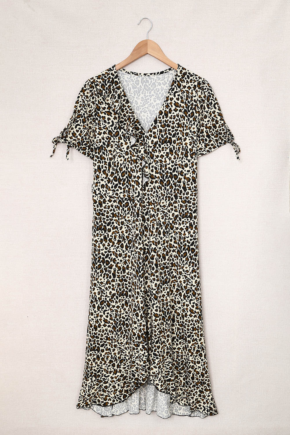 Plus Size Leopard Print Ruffled Midi Dress - PRAYANS