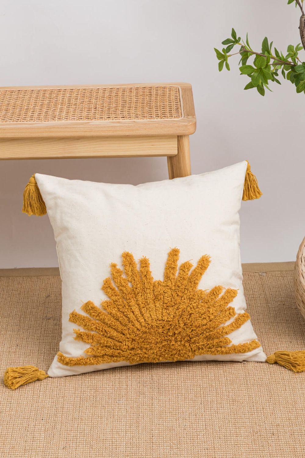 Sun Graphic Tassel Decorative Throw Pillow Case - PRAYANS