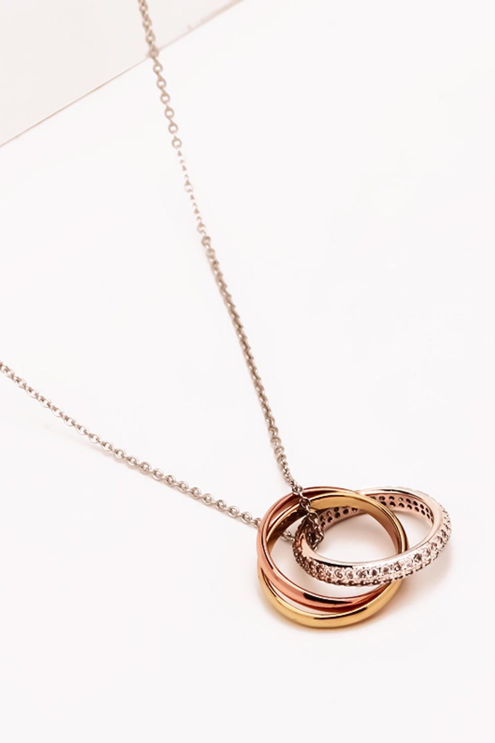 Cubic Zirconia Ring Pendant Necklace - PRAYANS