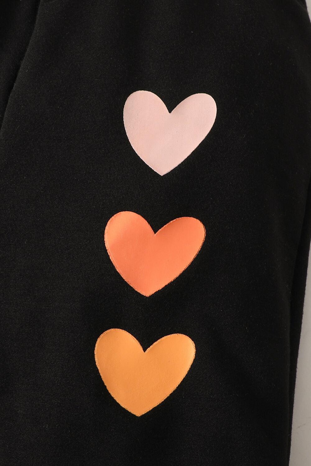 Kids Heart Graphic Sweatshirt and Joggers Set - PRAYANS