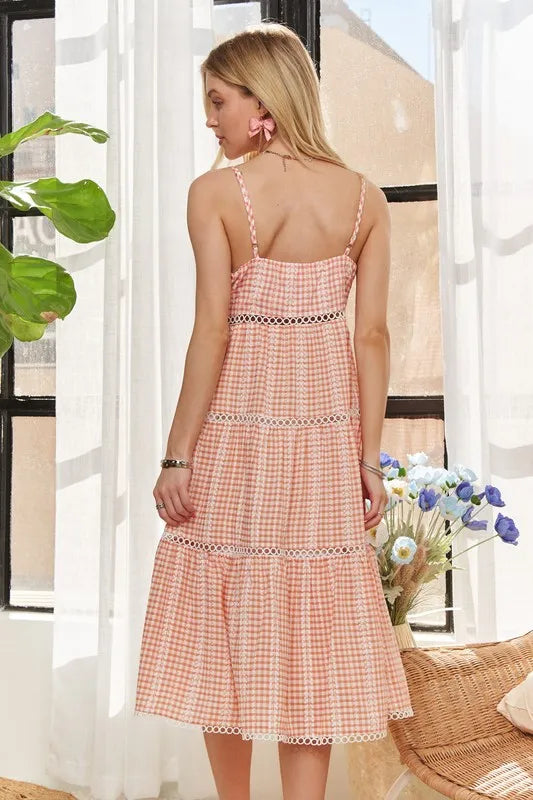 ADORA Gingham Detail Washed Dress.