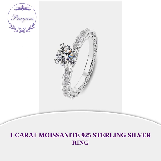 1 Carat Moissanite 925 Sterling Silver Ring by@Outfy