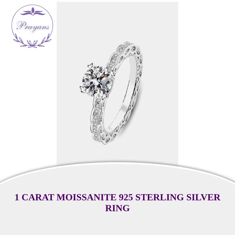 1 Carat Moissanite 925 Sterling Silver Ring by@Outfy