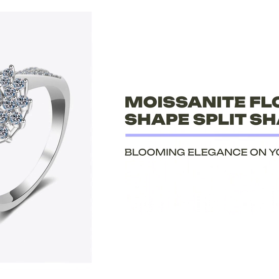 Moissanite Flower-Shape Split Shank Ring by@Outfy