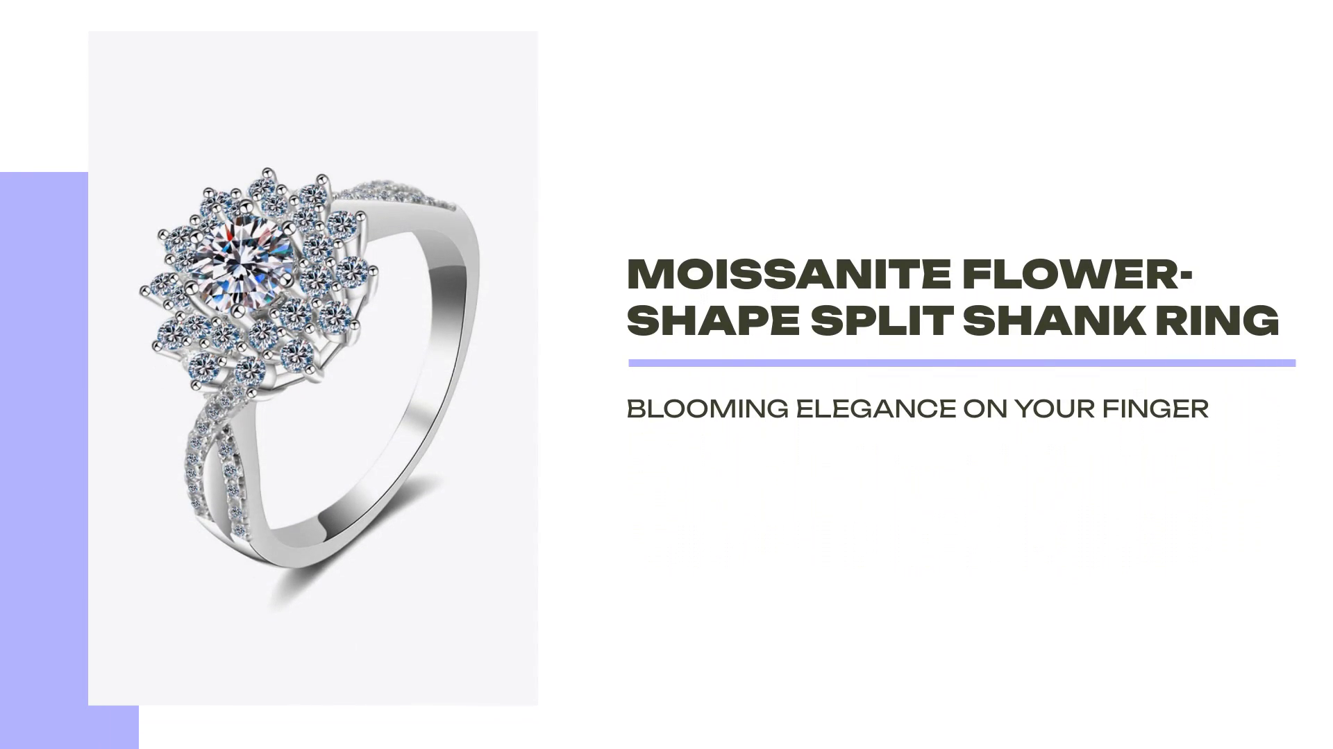 Moissanite Flower-Shape Split Shank Ring by@Outfy