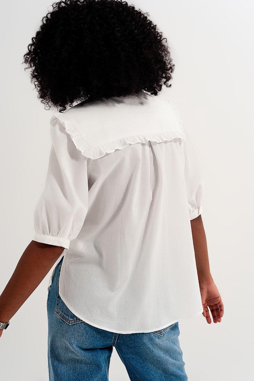 Prairie Collar Blouse in White - PRAYANS