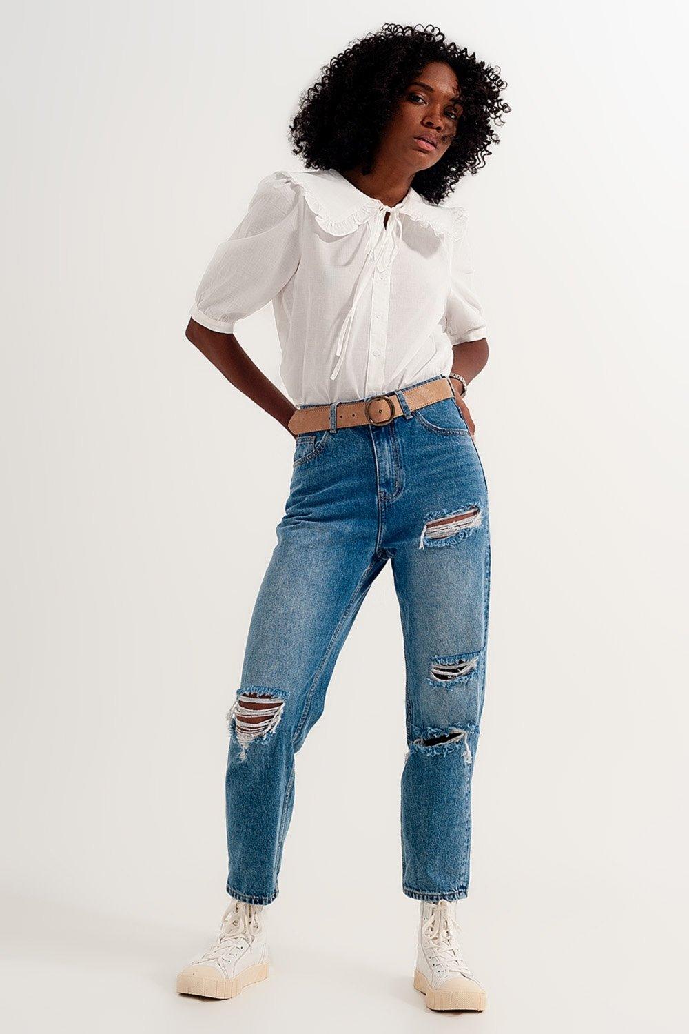 Prairie Collar Blouse in White - PRAYANS