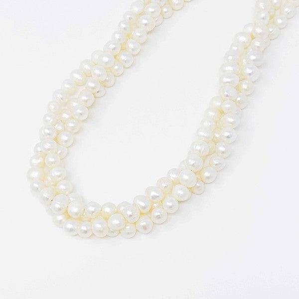 Three Strands Freshwater Pearl Necklace - PRAYANS