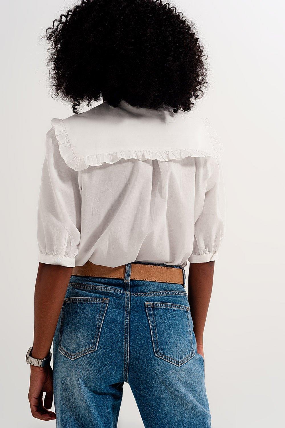 Prairie Collar Blouse in White - PRAYANS