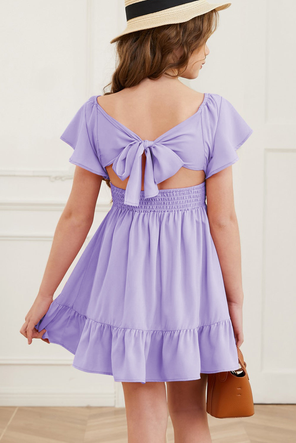 purple flutter sleeve dress Purple Flutter Sleeve Embroidered Midi Dress