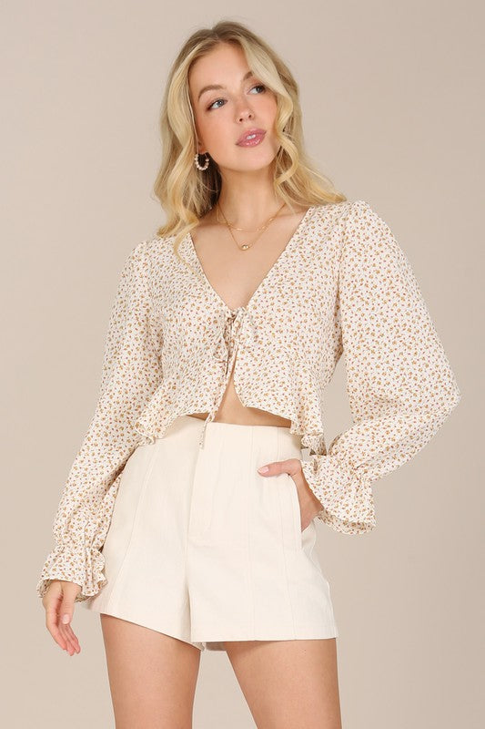 LS floral frill blouse - PRAYANS