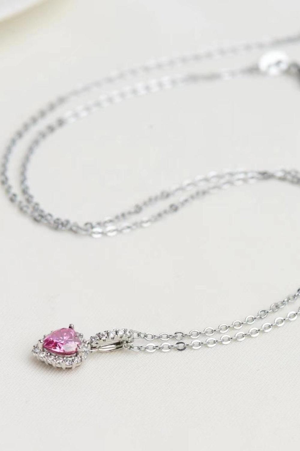 woman pink necklace