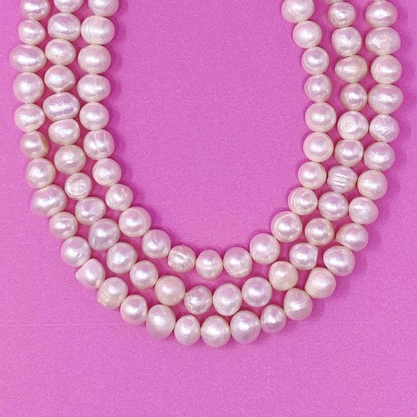 Three Strands Freshwater Pearl Necklace - PRAYANS