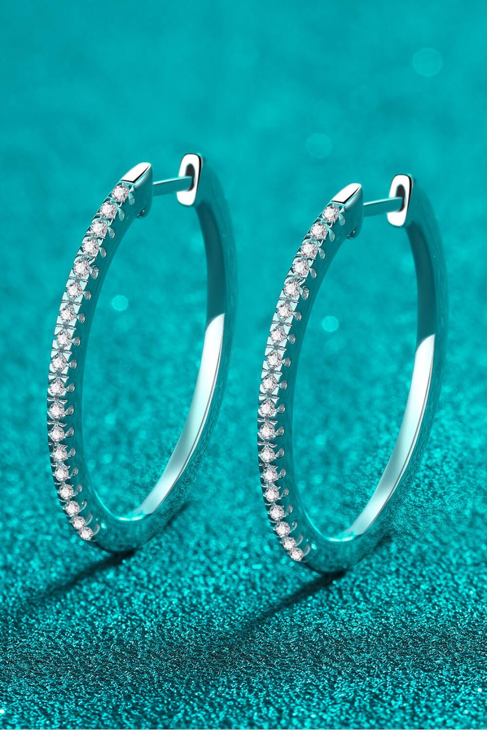 Rhodium-Plated Moissanite Hoop Earrings - PRAYANS