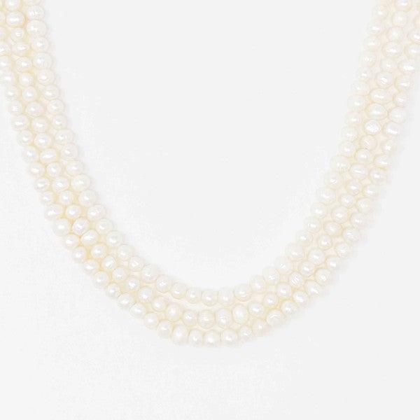 Three Strands Freshwater Pearl Necklace - PRAYANS