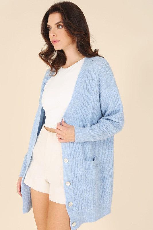 Wool blended cable knitted cardigan - PRAYANS