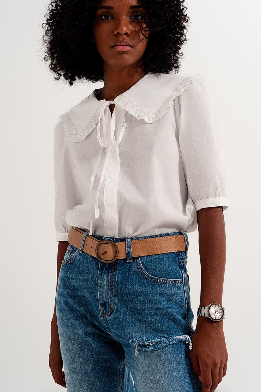 Prairie Collar Blouse in White - PRAYANS