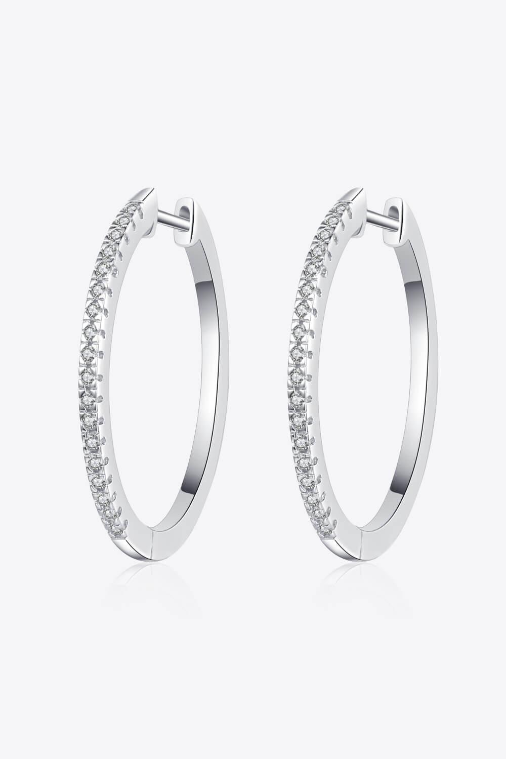 Rhodium-Plated Moissanite Hoop Earrings - PRAYANS