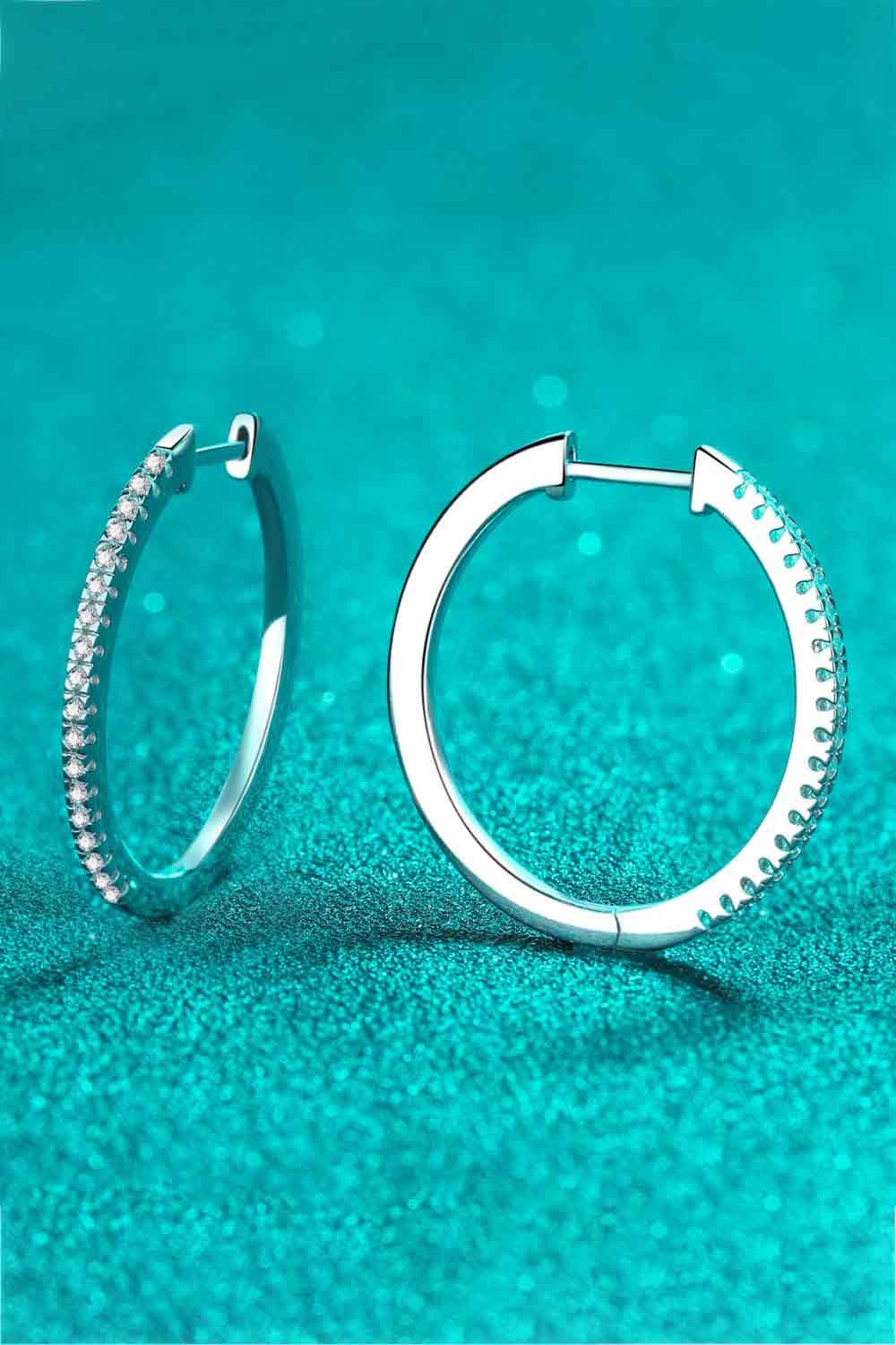 Rhodium-Plated Moissanite Hoop Earrings - PRAYANS