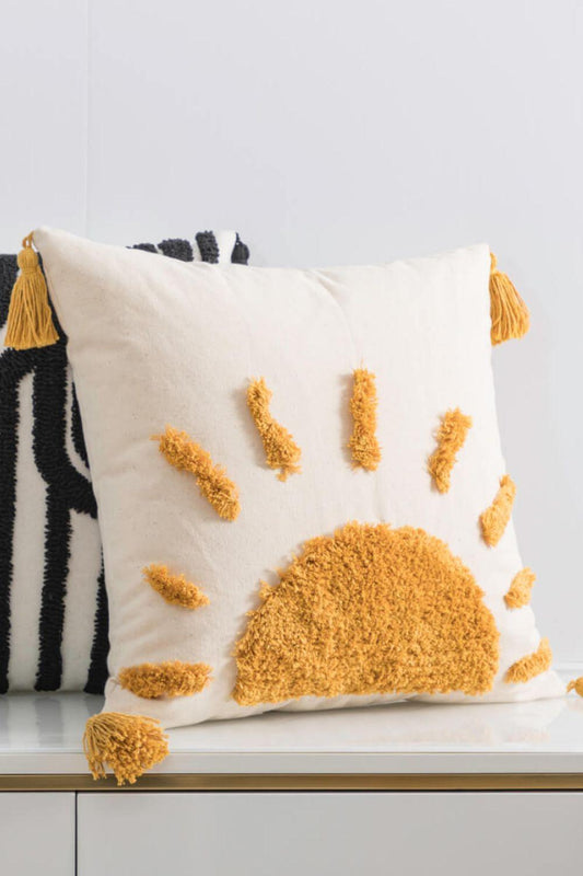 Sun Graphic Tassel Decorative Throw Pillow Case - PRAYANS