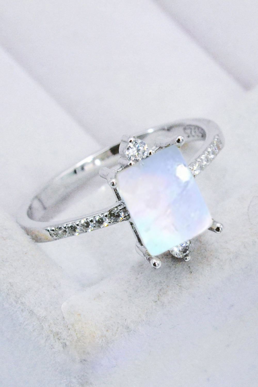 silver moonstone ring