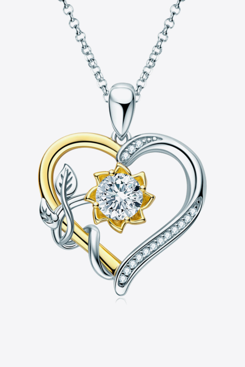 Two-Tone 1 Carat Moissanite Heart Pendant Necklace - PRAYANS