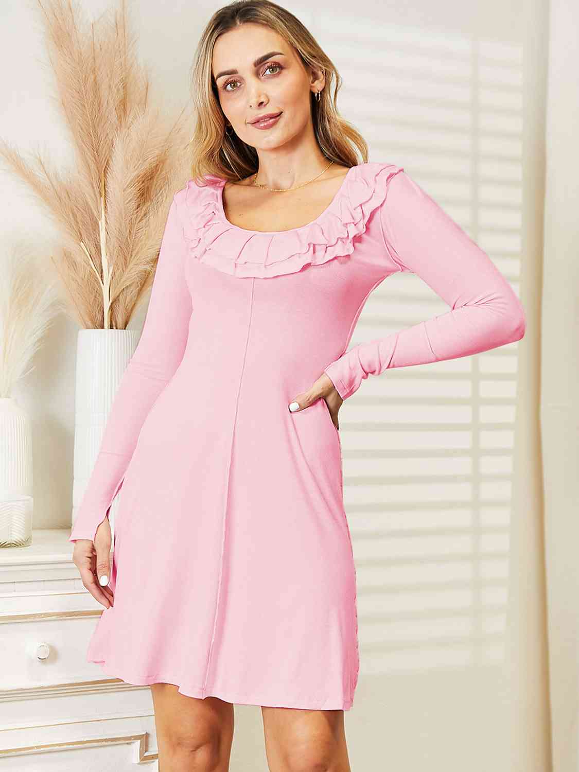 Ninexis Full Size Ruffled Long Sleeve Dress