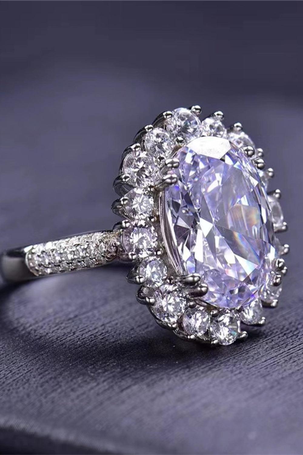 blue moissanite ring